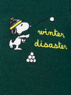 Grüner Rundhalspullover für Jungen Douglas Light mit Snoopy-Schneeball-Stickerei | SNOOPY PEANUTS SPECIAL EDITION