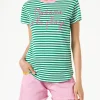 Grünes Baumwoll-T-Shirt mit Madame à la plage-Stickerei