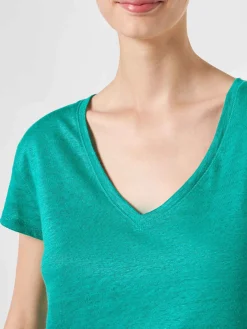 Grünes Damen-T-Shirt aus Leinen