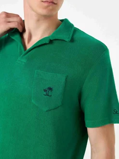 Grünes Frottee-Polo für Herren