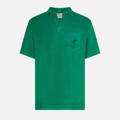 Grünes Frottee-Polo für Herren