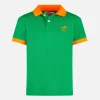 Grünes Piquet-Polo für Jungen mit orangefarbenem St. Barth-Logo