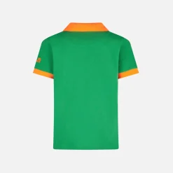 Grünes Piquet-Polo für Jungen mit orangefarbenem St. Barth-Logo