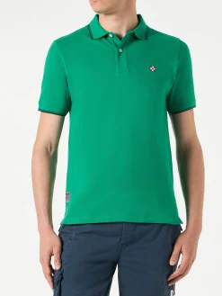 Grünes Poloshirt mit St. Barth-Karologo