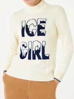 Halber Rollkragenpullover Ice Girl mit Lurex-Grafik