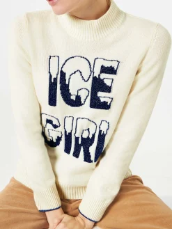 Halber Rollkragenpullover Ice Girl mit Lurex-Grafik