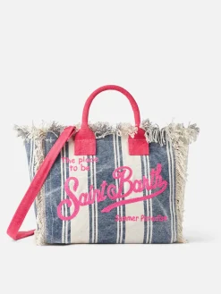 Handtasche Colette aus Baumwollcanvas mit Streifenprint