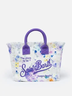 Handtasche Colette aus Baumwollcanvas mit Aquarellblumen-Print
