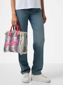 Handtasche Colette aus Baumwollcanvas mit Streifenprint