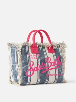 Handtasche Colette aus Baumwollcanvas mit Streifenprint