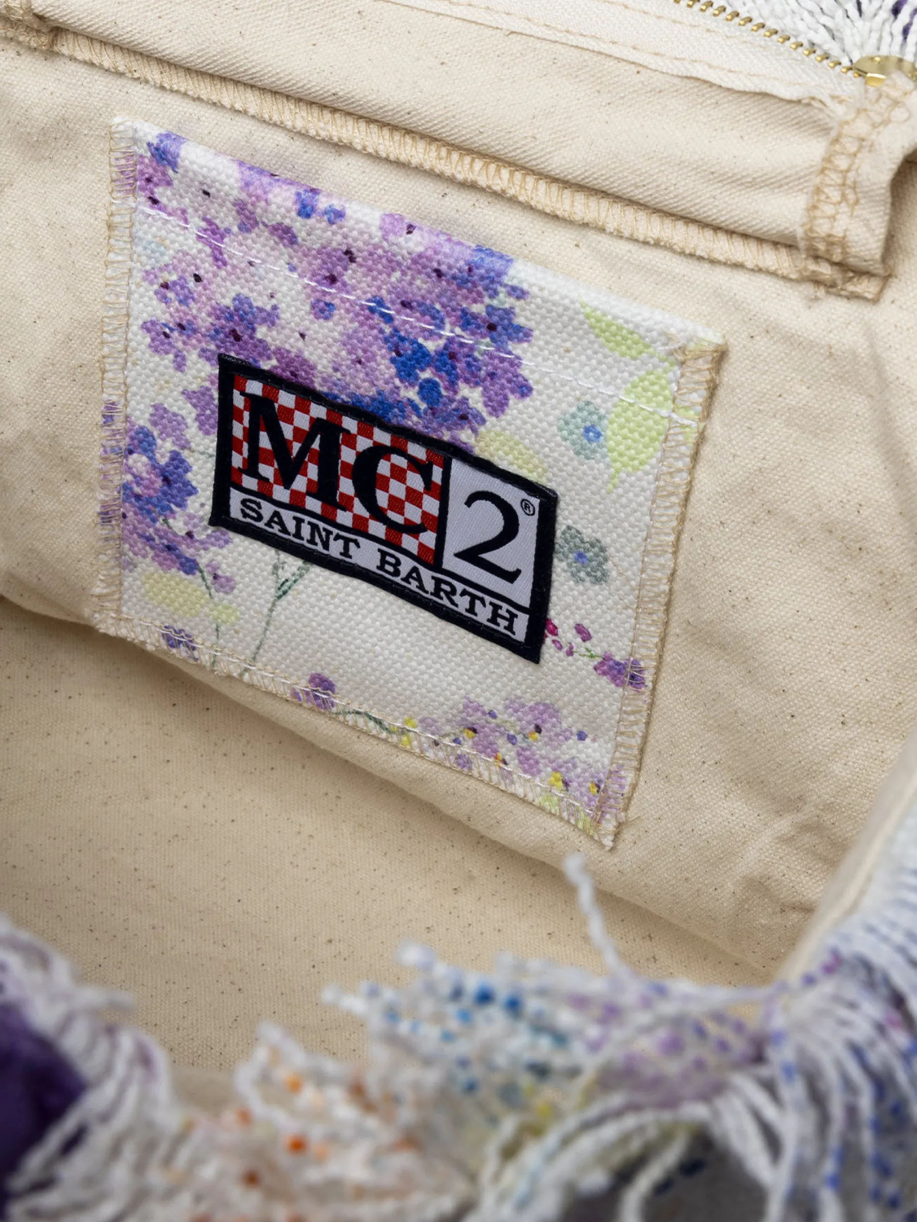 Handtasche Colette aus Baumwollcanvas mit Aquarellblumen-Print