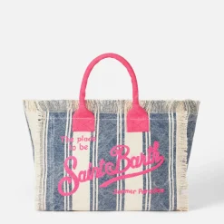 Handtasche Colette aus Baumwollcanvas mit Streifenprint
