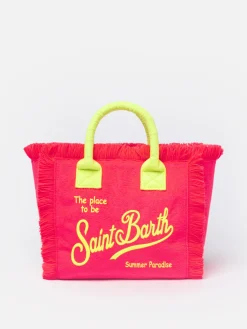 Handtasche Colette Sponge aus Frottee mit Prägung in Neonpink