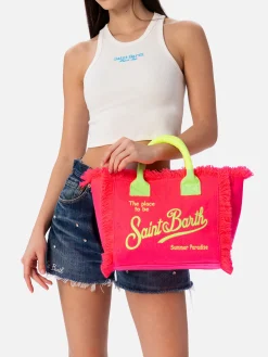 Handtasche Colette Sponge aus Frottee mit Prägung in Neonpink