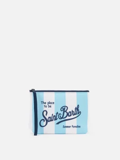 Hellblau gestreifte Scuba-Pochette Aline