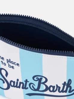 Hellblau gestreifte Scuba-Pochette Aline