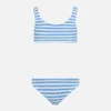Hellblau gestreifter klassischer Crinkle-Bikini für Mädchen von Baker