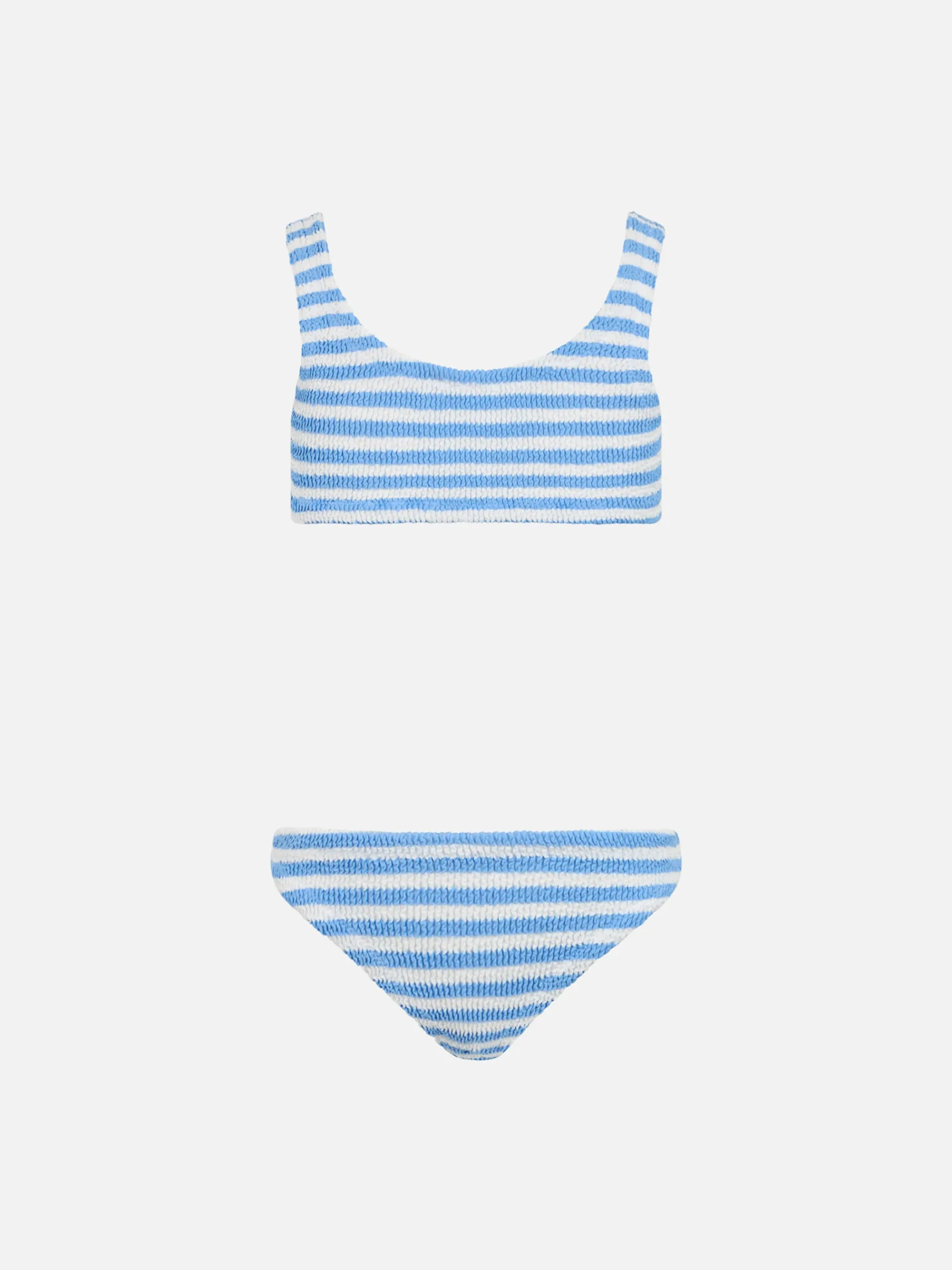 Hellblau gestreifter klassischer Crinkle-Bikini für Mädchen von Baker