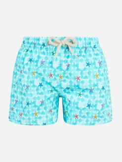 Hellblaue Badeshorts für Jungen mit Seestern-Print und bequemem Stoff