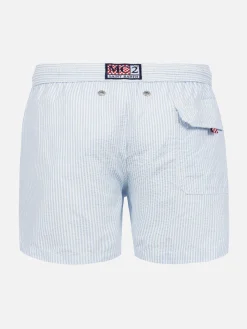 Hellblaue Badeshorts für Jungen mit Streifenmuster