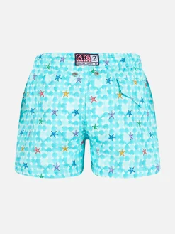 Hellblaue Badeshorts für Jungen mit Seestern-Print und bequemem Stoff