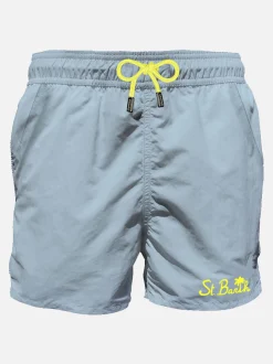 Hellblaue Herren-Badeshorts mit Tasche