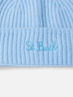 Hellblaue Mütze aus Kaschmirmischung für Damen Moss