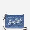 Hellblaue Parisienne Sherpa Umhängetasche Clutch aus Samtstepp