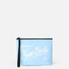 Hellblaue Puffer-Pochette Aline mit Logo-Stickerei