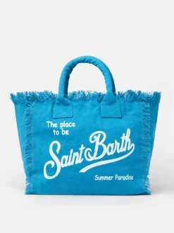 Hellblaue Vanity-Einkaufstasche aus Baumwollcanvas