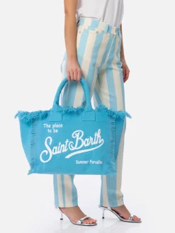 Hellblaue Vanity-Einkaufstasche aus Baumwollcanvas