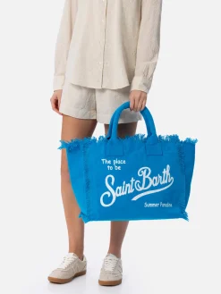 Hellblaue Vanity-Einkaufstasche aus Baumwollcanvas