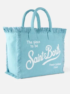 Hellblaue Vanity-Einkaufstasche aus Baumwollcanvas