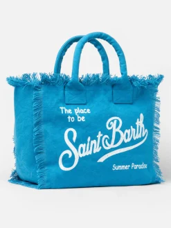 Hellblaue Vanity-Einkaufstasche aus Baumwollcanvas
