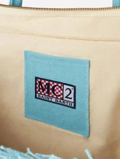 Hellblaue Vanity-Einkaufstasche aus Baumwollcanvas