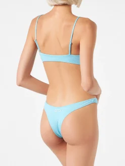 Hellblauer Bralette-Bikini für Damen