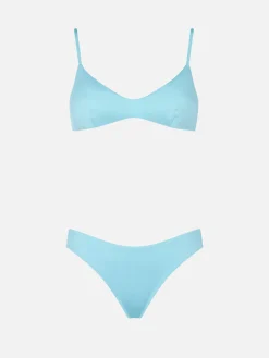 Hellblauer Bralette-Bikini für Damen