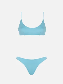 Hellblauer Bralette-Bikini für Damen