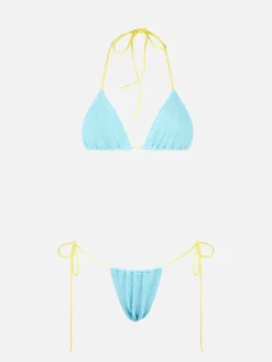 Hellblauer Crinkle-Triangel-Bikini für Damen | MELISSA SATTA SONDEREDITION