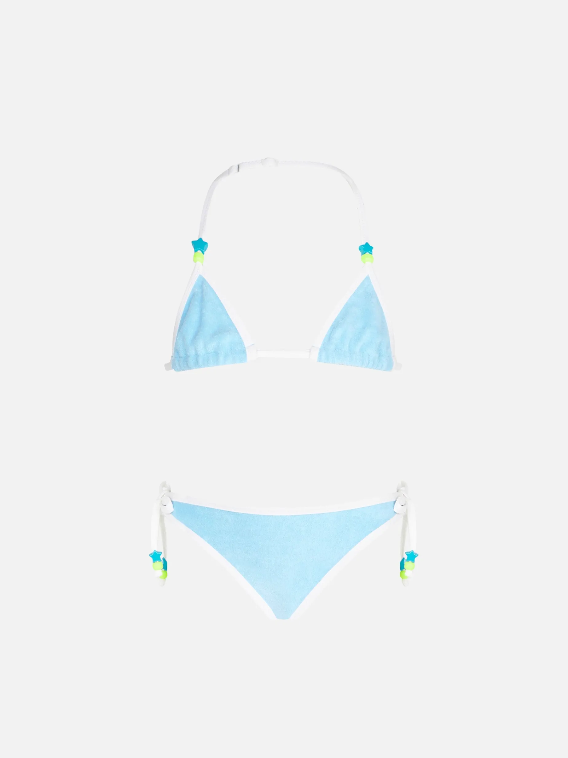 Hellblauer Frottee-Triangel-Bikini für Mädchen