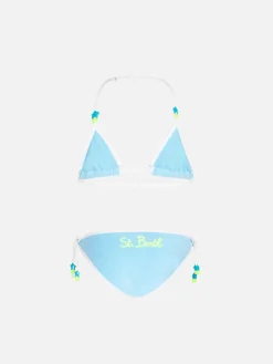 Hellblauer Frottee-Triangel-Bikini für Mädchen