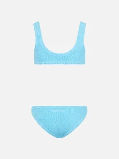 Hellblauer klassischer Crinkle-Bikini für Mädchen von Baker