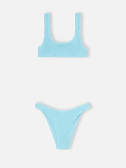 Hellblauer klassischer Crinkle-Bikini für Damen Naima Elise