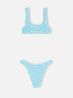 Hellblauer klassischer Crinkle-Bikini für Damen Naima Elise