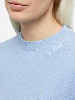 Hellblauer Pullover aus Kaschmirmischung für Damen Sorbonne