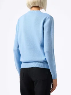 Hellblauer Pullover für Damen New Queen Courma Pines Postkartendruck