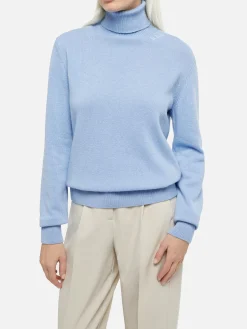 Hellblauer Rollkragenpullover für Damen Moody
