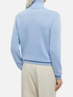 Hellblauer Rollkragenpullover für Damen Moody
