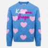 Hellblauer Rundhalspullover für Mädchen „Princess“ mit Stickerei „Kissene Frega“