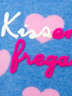 Hellblauer Rundhalspullover für Mädchen „Princess“ mit Stickerei „Kissene Frega“